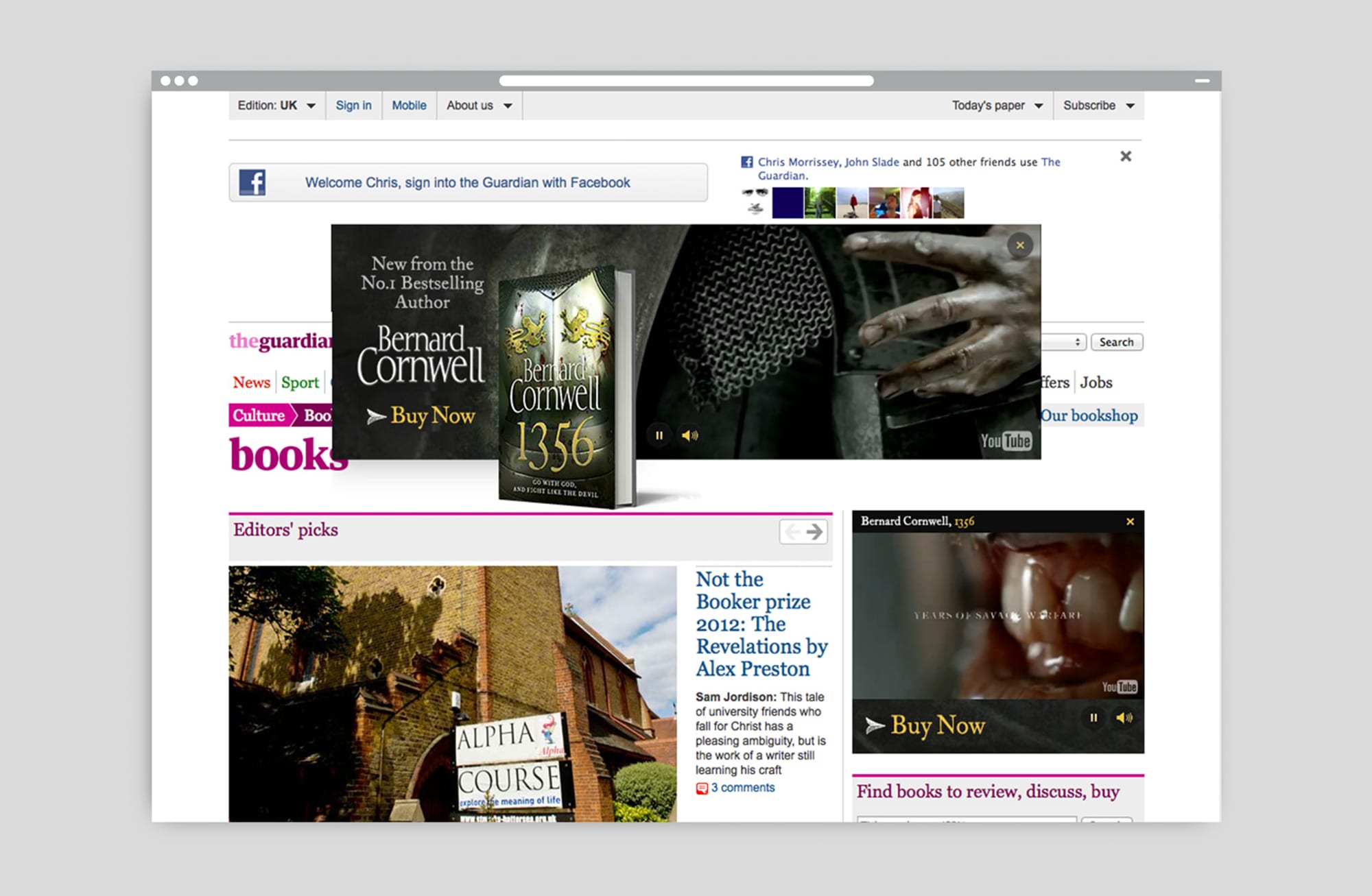 Harpercollins 1356 Bernard Cornwell One Darnley Road Banner